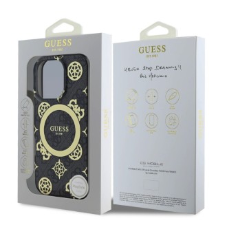 Guess IML 4G Peony MagSafe Zadní Kryt pro iPhone 16 Pro Black