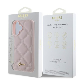 Guess PU Leather Quilted Zadní Kryt pro iPhone 16 Pink