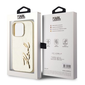 Karl Lagerfeld Wrinkled PU Signature Logo Zadní Kryt pro iPhone 15 Pro Gold