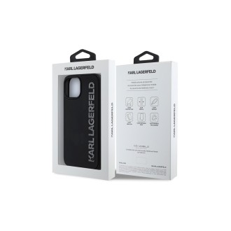 Karl Lagerfeld 3D Rubber Glitter Logo Zadní Kryt pro iPhone 15 Černá