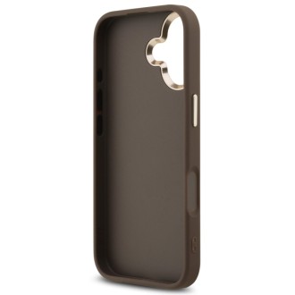 Guess zadní kryt pro iPhone 17, PU Kůže 4G Metal Logo Gold Frame - hnědá