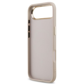 Guess zadní kryt pro iPhone Air, PU Kůže 4G Triangle Logo Gold Frame MagSafe - růžová