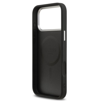 Guess zadní kryt pro iPhone 17 Pro, PU Kůže Triangle Logo MagSafe - černá