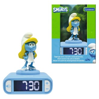 Budík s nočním 3D světlem Šmoulinka - Šmoulové