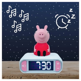 Budík s nočním 3D světlem - Prasátko Peppa