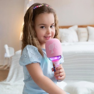 Svítící bezdrátový karaoke mikrofon Barbie