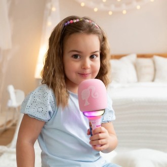 Svítící bezdrátový karaoke mikrofon Barbie