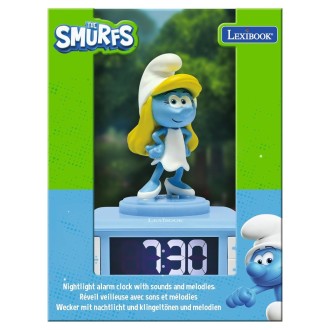 Budík s nočním 3D světlem Šmoulinka - Šmoulové