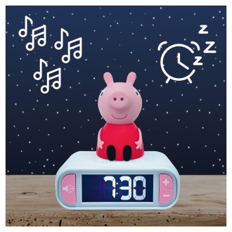 Budík s nočním 3D světlem - Prasátko Peppa