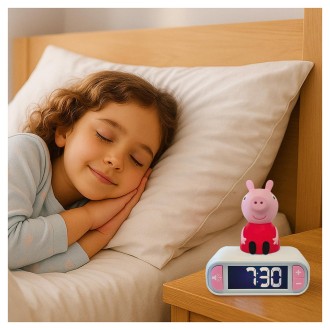 Budík s nočním 3D světlem - Prasátko Peppa