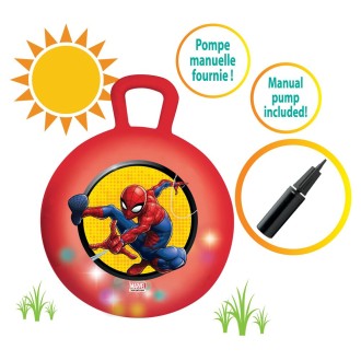 Nafukovací skákací míč se světelnými efekty 45 cm červený - Spider-Man