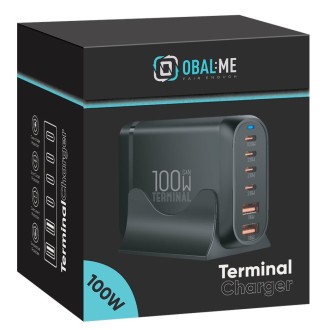 Stolní nabíječka OBAL:ME Terminal GaN 4C2A, 100W - černá