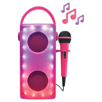 Bezdrátový svítící reproduktor s mikrofonem růžový
