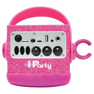 Bezdrátový svítící reproduktor s mikrofonem růžový