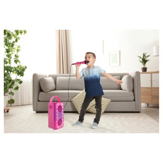 Bezdrátový svítící reproduktor s mikrofonem růžový