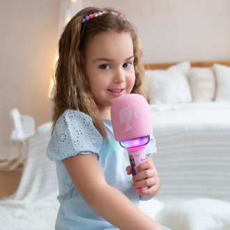 Svítící bezdrátový karaoke mikrofon Barbie