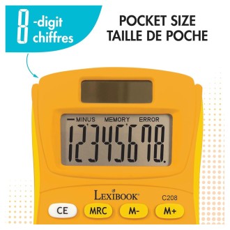 8místná kapesní kalkulačka solární žlutá