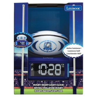 Budík s nočním 3D světlem Rugby míč