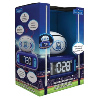 Budík s nočním 3D světlem Rugby míč