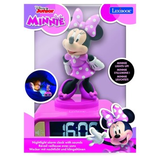 Budík s nočním 3D světlem Myška Minnie