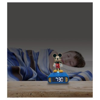 Budík s nočním 3D světlem Myšák Mickey