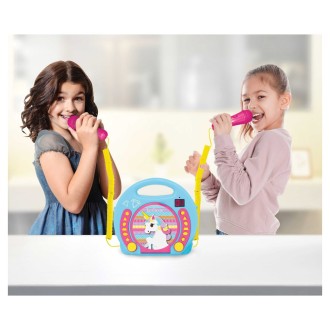 Přenosný CD přehrávač Jednorožec se 2 mikrofony