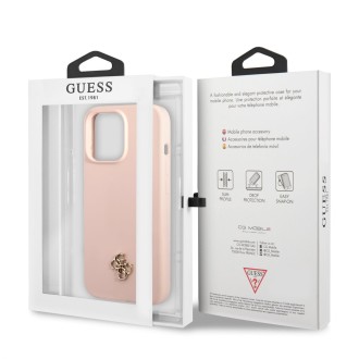 Guess 4G Silicone Metal Logo Zadní Kryt pro iPhone 13 Pro Pink