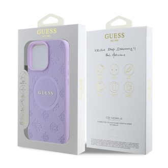 Guess Saffiano Peony Stamp MagSafe Zadní Kryt pro iPhone 16 Pro Purple
