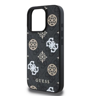 Guess PU 4G Peony MagSafe Zadní Kryt pro iPhone 16 Pro Black