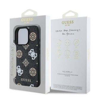 Guess PU 4G Peony MagSafe Zadní Kryt pro iPhone 16 Pro Black