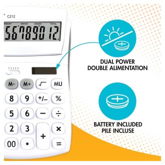 12místná kapesní kalkulačka s nastavitelným úhlem obrazovky