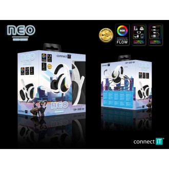 Connect IT NEO herní sluchátka s mikrofonem, Jack + USB - bílá