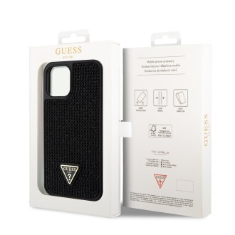 Guess Rhinestones Triangle Metal Logo Kryt pro iPhone 12/12 Pro černý