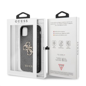 Guess PU 4G Metal Logo Zadní Kryt pro iPhone 11 Grey