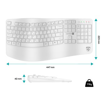 Connect IT For Health Ergonomická klávesnice ErgoOffice, CZ/SK - bílá