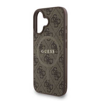 Guess PU Leather 4G Colored Ring Strap MagSafe Zadní Kryt pro iPhone 16 – hnědá