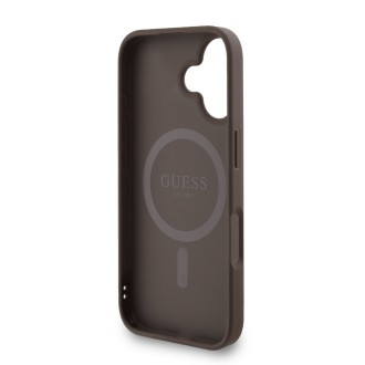 Guess PU Leather 4G Colored Ring Strap MagSafe Zadní Kryt pro iPhone 16 – hnědá