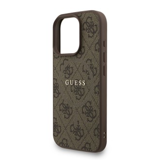 Guess PU Leather 4G Colored Ring Strap MagSafe Zadní Kryt pro iPhone 16 Pro – hnědá