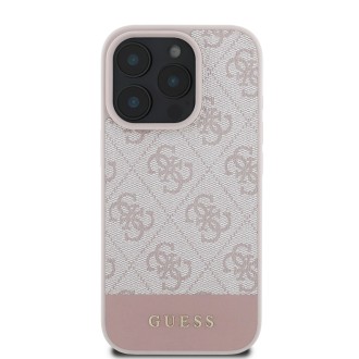 Guess PU 4G Stripe Zadní Kryt pro iPhone 16 Pro – růžová