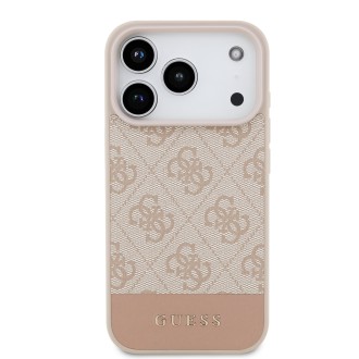 Guess PU 4G Stripe Zadní Kryt pro iPhone 17 Pro – růžová