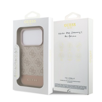 Guess PU 4G Stripe Zadní Kryt pro iPhone 17 Pro – růžová