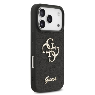 Guess PU Fixed Glitter 4G Metal Logo Zadní Kryt pro iPhone 17 Pro – černá
