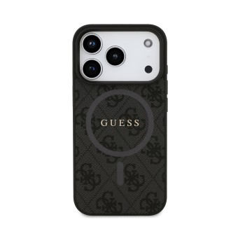 Guess PU Leather 4G Colored Ring MagSafe Zadní Kryt pro iPhone 17 Pro – černá