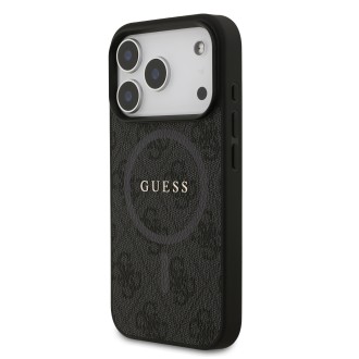 Guess PU Leather 4G Colored Ring MagSafe Zadní Kryt pro iPhone 17 Pro – černá