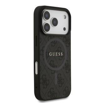 Guess PU Leather 4G Colored Ring MagSafe Zadní Kryt pro iPhone 17 Pro – černá