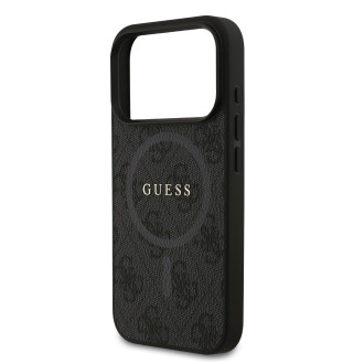 Guess PU Leather 4G Colored Ring MagSafe Zadní Kryt pro iPhone 17 Pro – černá