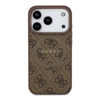 Guess PU Leather 4G Colored Ring MagSafe Zadní Kryt pro iPhone 17 Pro – hnědá