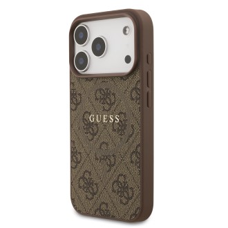Guess PU Leather 4G Colored Ring MagSafe Zadní Kryt pro iPhone 17 Pro – hnědá