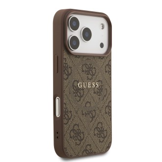 Guess PU Leather 4G Colored Ring MagSafe Zadní Kryt pro iPhone 17 Pro – hnědá