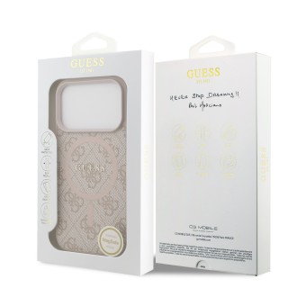 Guess PU Leather 4G Colored Ring MagSafe Zadní Kryt pro iPhone 17 Pro – růžová